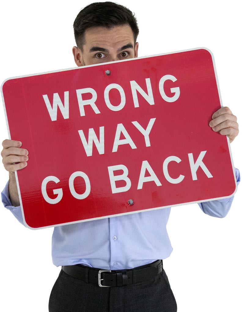 Man holding error sign