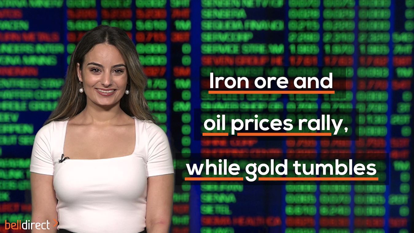 Iron ore and oil prices rally, while gold tumbles
